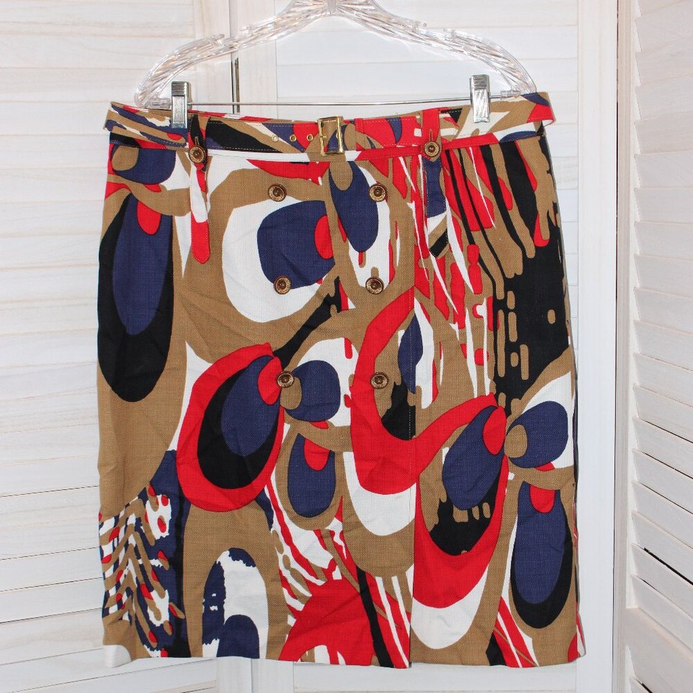 Etcetera Colorful Mod Skirt Cotton Silk Blend 14